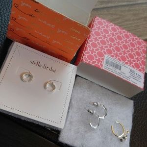 NIB Stella & Dot Silver Set of 3 Amelina Studs